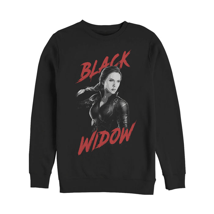 fifth sun Men's Marvel Avengers: Endgame Grey Grayscale Black Widow Sweatshirt