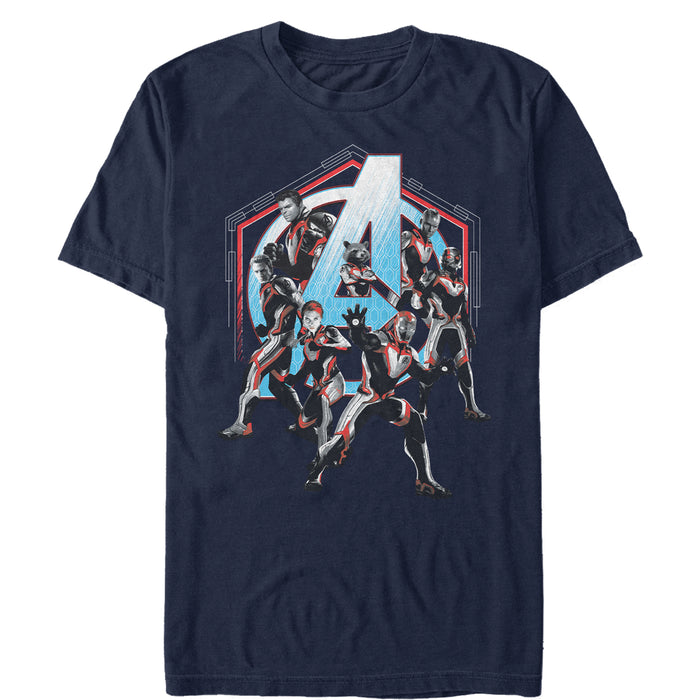 fifth sun Men's Marvel Avengers: Endgame Hero Hexagon Frame T-Shirt