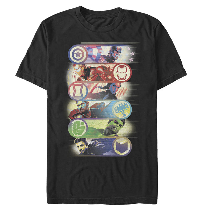 fifth sun Men's Marvel Avengers: Endgame Hero Swipe Button T-Shirt