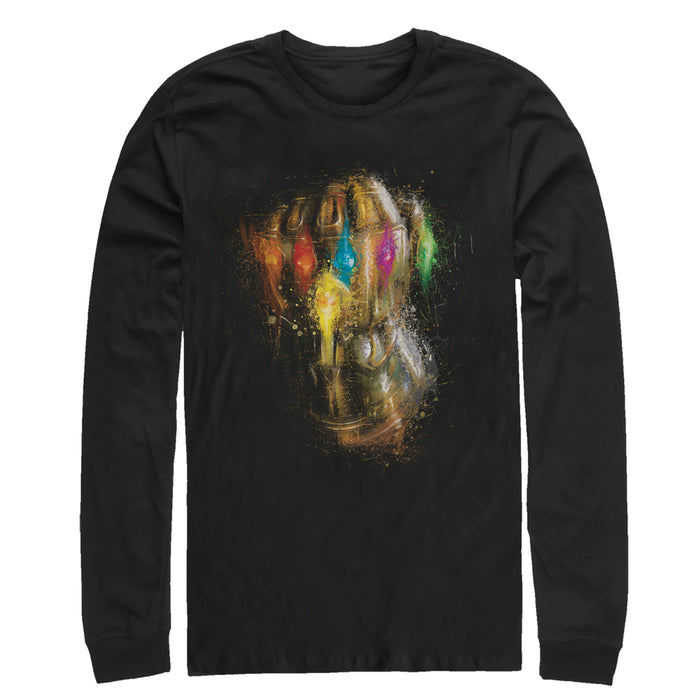 fifth sun Men's Marvel Avengers: Endgame Thanos Spray Paint Glove Long Sleeve Shirt