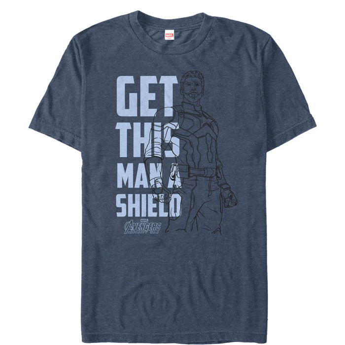 fifth sun Men's Marvel Avengers: Infinity War Get Captain Shield Text T-Shirt