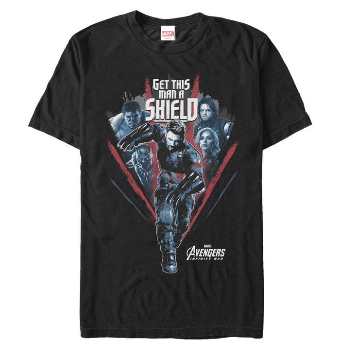 fifth sun Men's Marvel Avengers: Infinity War Get Captain Shield Run T-Shirt