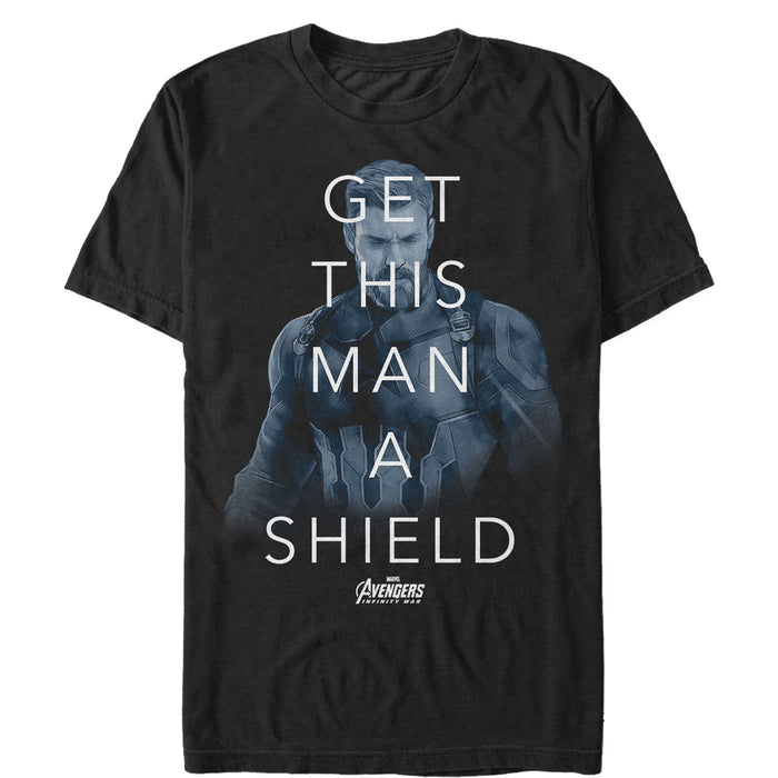 fifth sun Men's Marvel Avengers: Infinity War Get Man Shield Quote T-Shirt