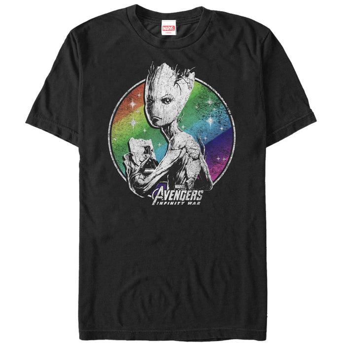 fifth sun Men's Marvel Avengers: Infinity War Groot Rainbow T-Shirt