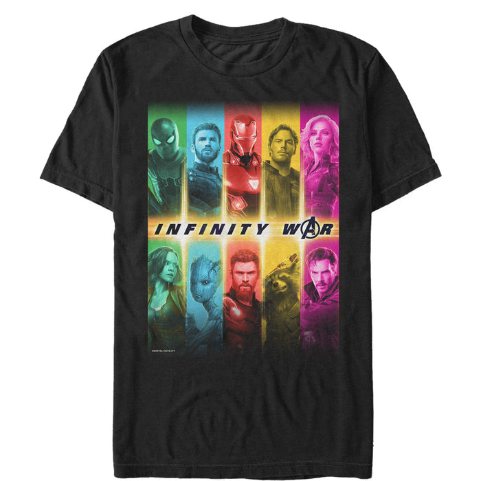 fifth sun Men's Marvel Avengers: Infinity War Hero Rainbow Panel T-Shirt