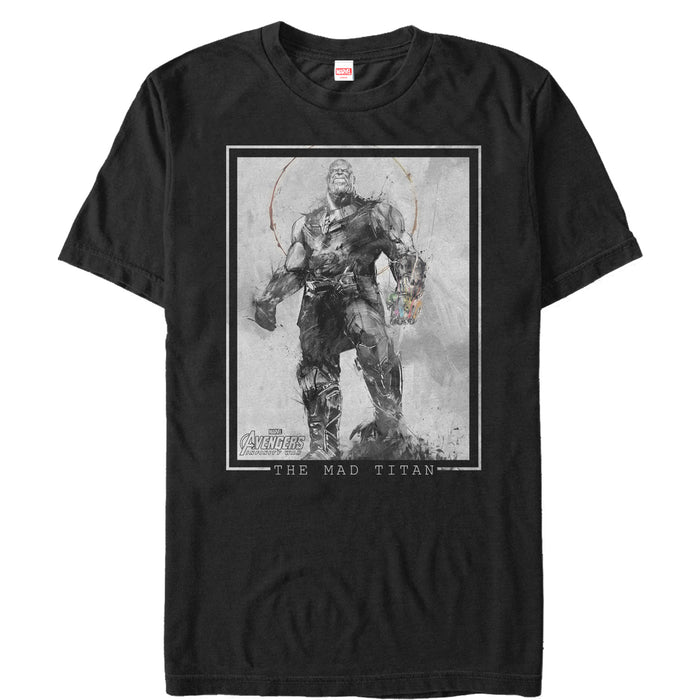 fifth sun Men's Marvel Avengers: Infinity War Thanos Grayscale T-Shirt