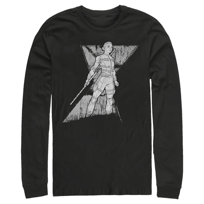 fifth sun Men's Marvel Black Widow Yelena Grunge Long Sleeve Shirt