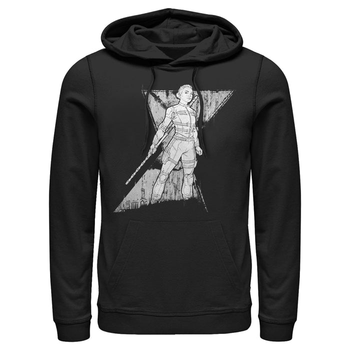 fifth sun Men's Marvel Black Widow Yelena Grunge Pull Over Hoodie