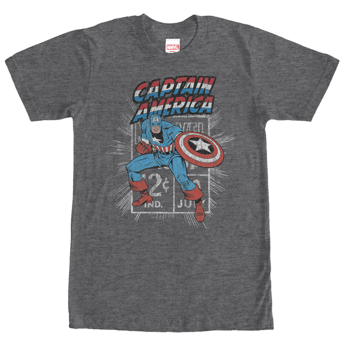 fifth sun Men's Marvel Captain America Comic Book Cent T-Shirt