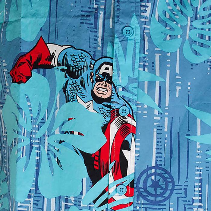 Fifth Sun Men's Marvel Captain America Hawaiian Print Button Down Shirt