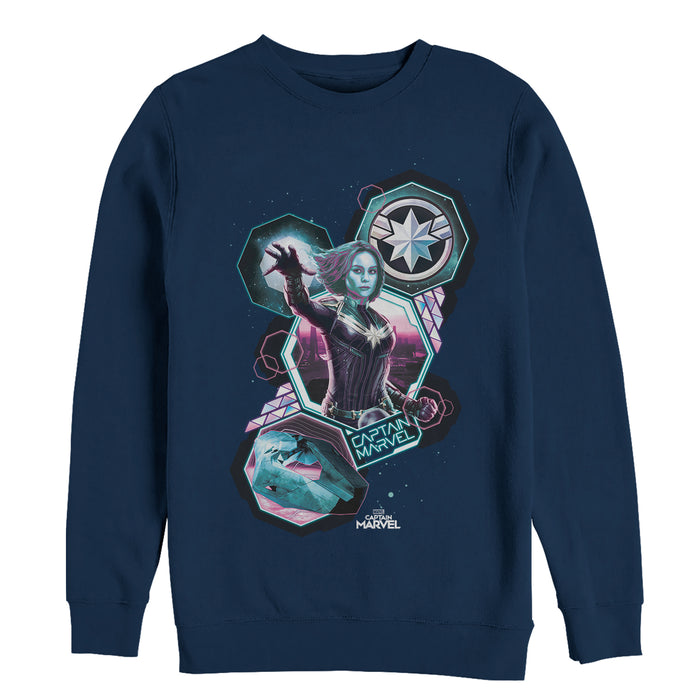 fifth sun Men's Marvel Captain Marvel Geometric Space Sweatshirt