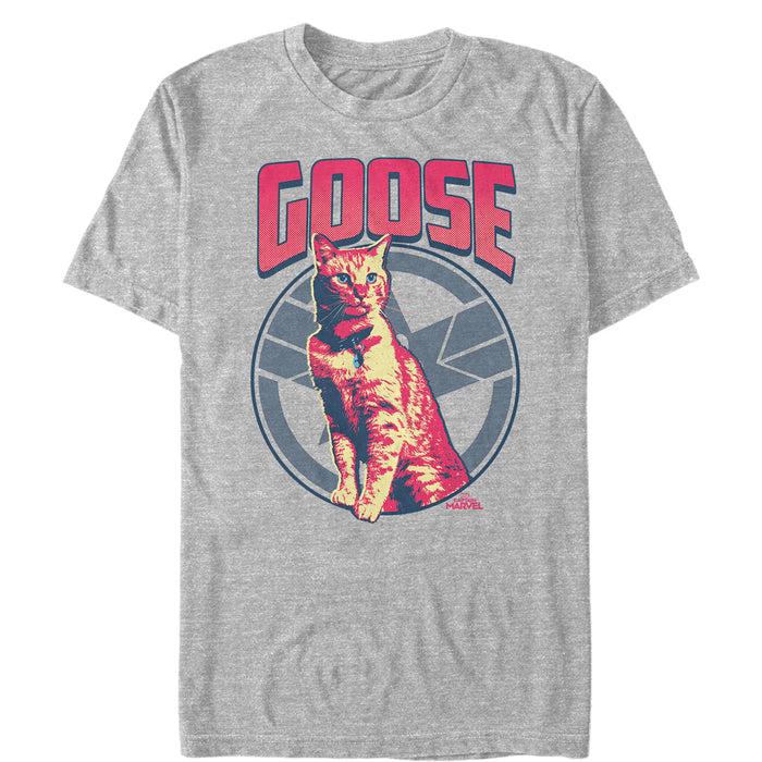 fifth sun Men's Marvel Captain Marvel Goose Cat Badge T-Shirt