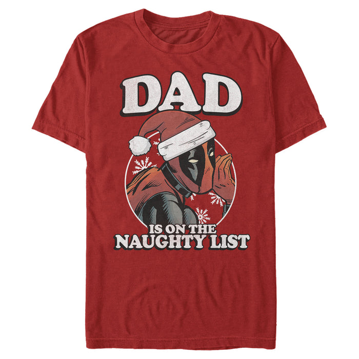 fifth sun Men's Marvel Christmas Deadpool Dad on Naughty List T-Shirt