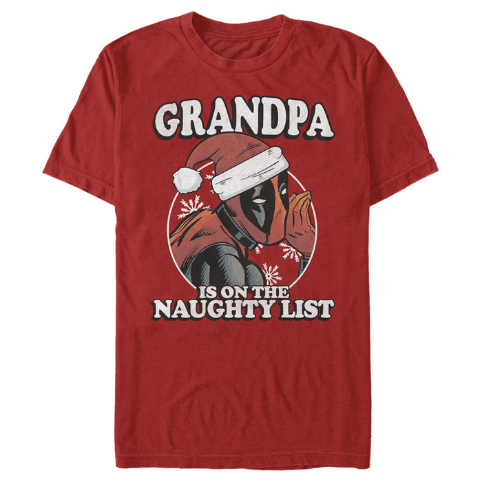 fifth sun Men's Marvel Christmas Deadpool Grandpa on Naughty List T-Shirt