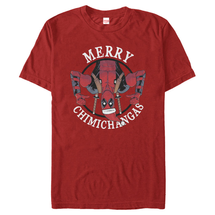 fifth sun Men's Marvel Christmas Deadpool Merry Chimichangas T-Shirt