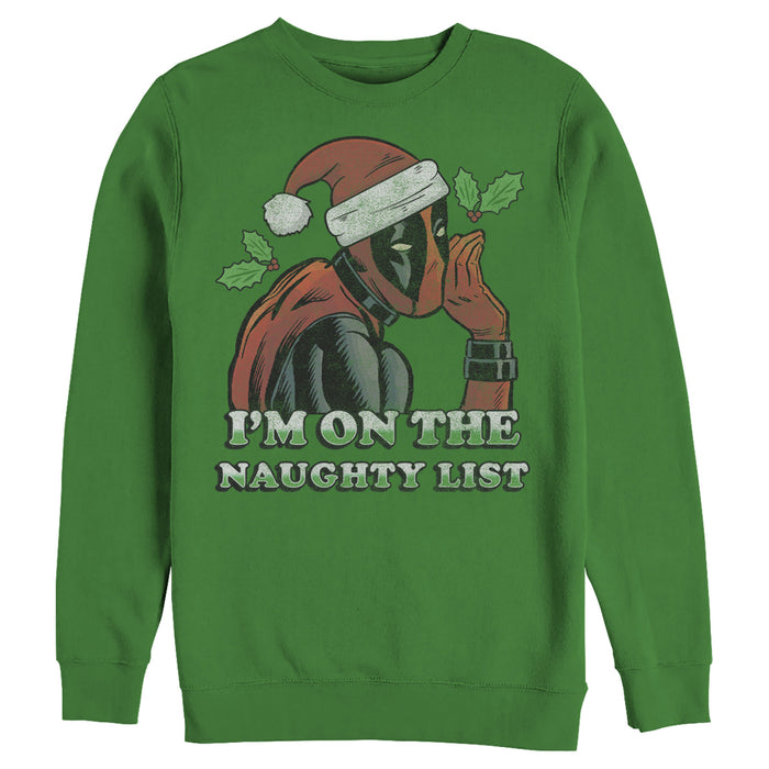 fifth sun Men's Marvel Christmas Deadpool Naughty List Sweatshirt