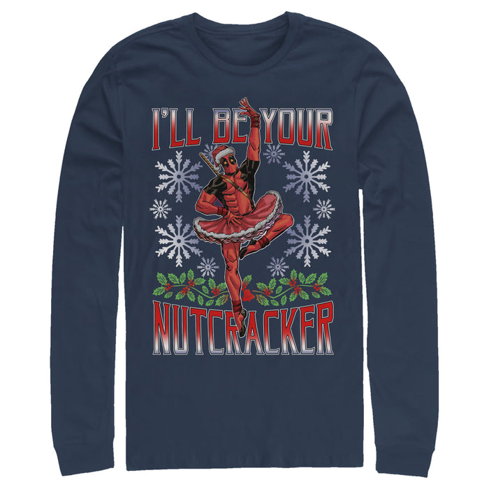fifth sun Men's Marvel Christmas Deadpool Nutcracker Long Sleeve Shirt