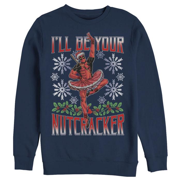 fifth sun Men's Marvel Christmas Deadpool Nutcracker Sweatshirt