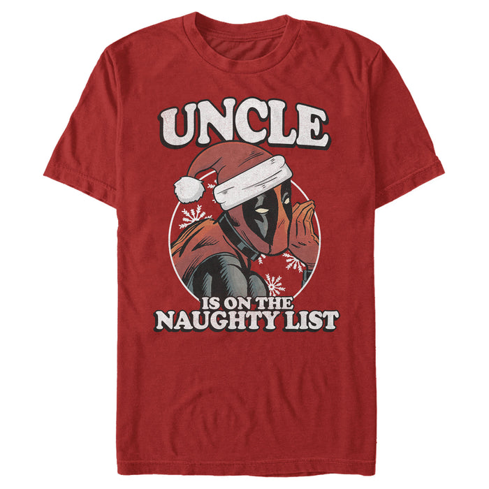 fifth sun Men's Marvel Christmas Deadpool Uncle on Naughty List T-Shirt