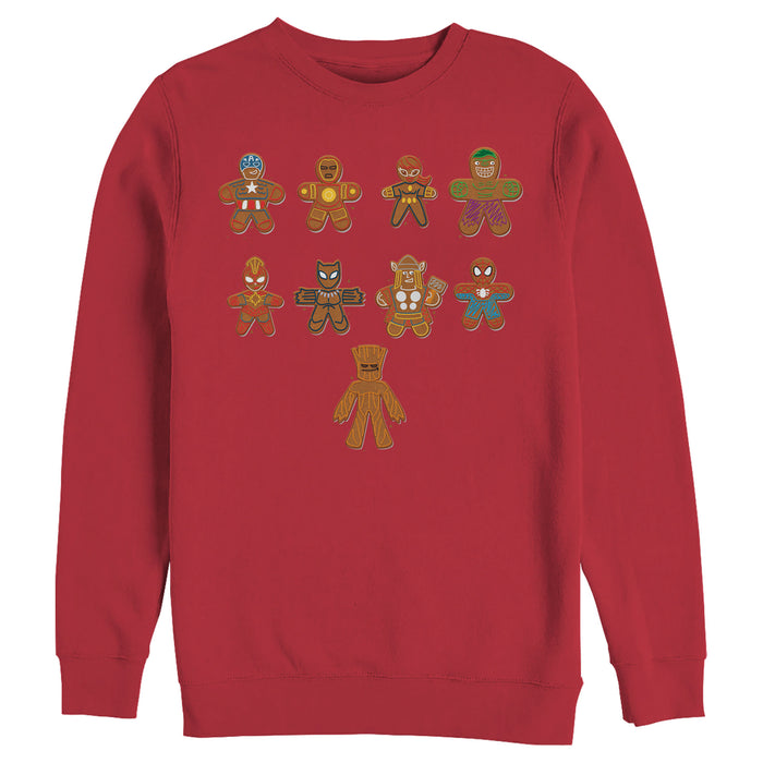fifth sun Men's Marvel Christmas Gingerbread Cookie Avengers Sweatshirt