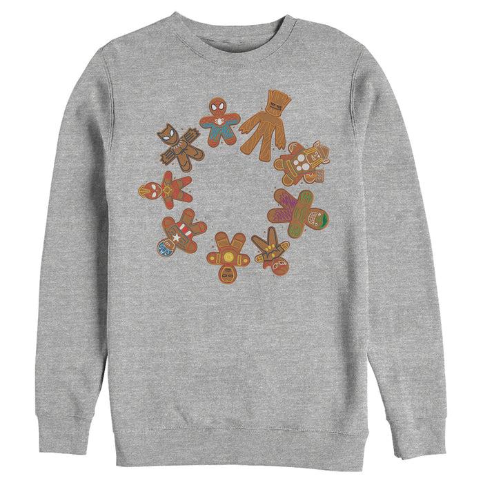 fifth sun Men's Marvel Christmas Gingerbread Cookie Circle Sweatshirt