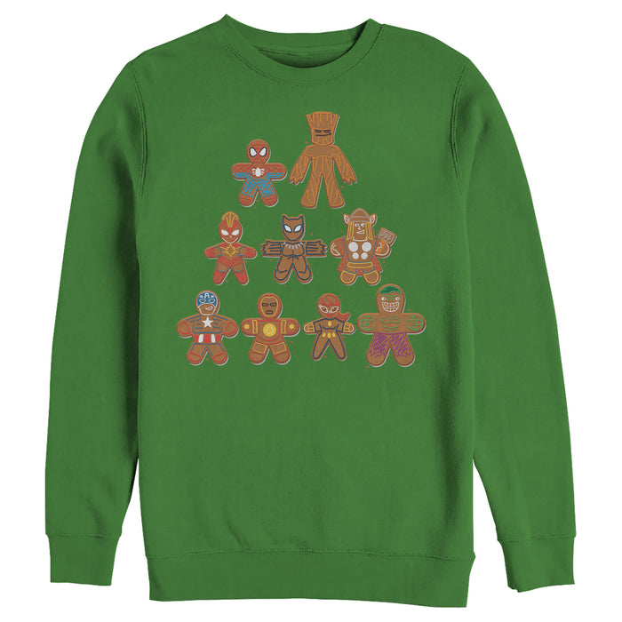 fifth sun Men's Marvel Christmas Gingerbread Cookie Tree Sweatshirt