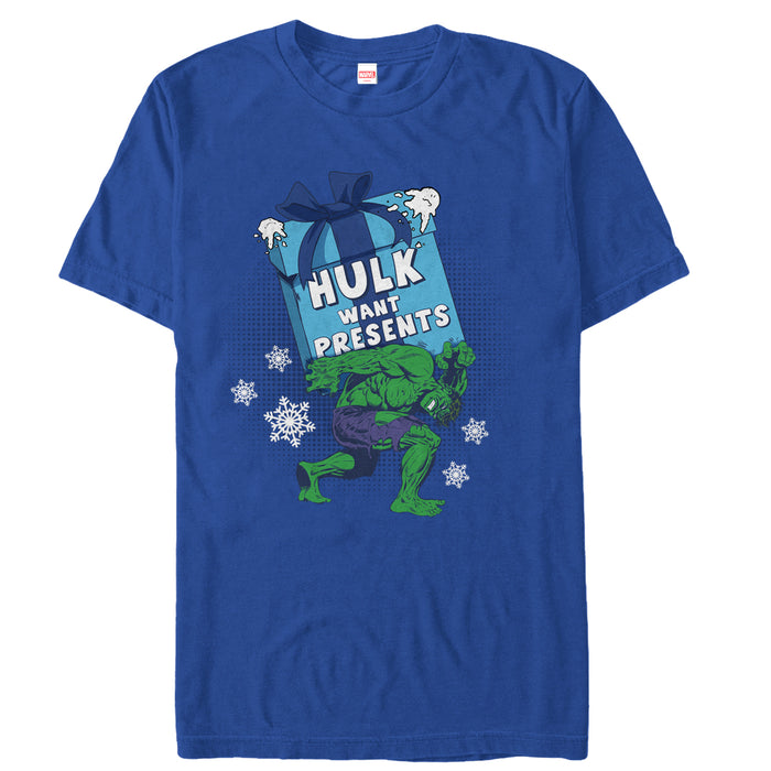 fifth sun Men's Marvel Christmas Hulk Wants Presents T-Shirt