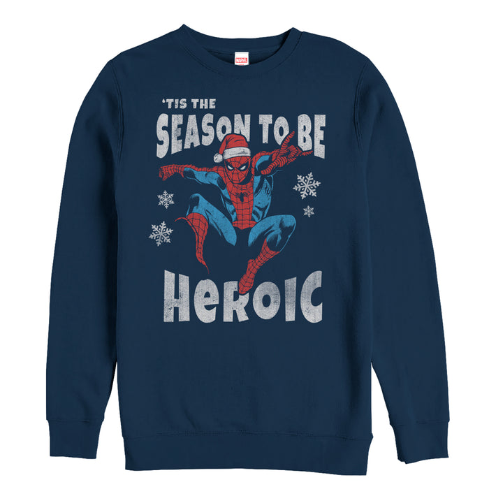 fifth sun Men's Marvel Christmas Spider-Man Heroic Season Sweatshirt