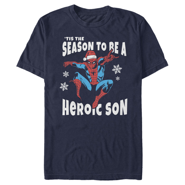 fifth sun Men's Marvel Christmas Spider-Man Heroic Son T-Shirt