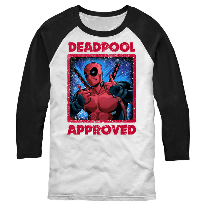 fifth sun Men's Marvel Deadpool Approved Baseball Tee