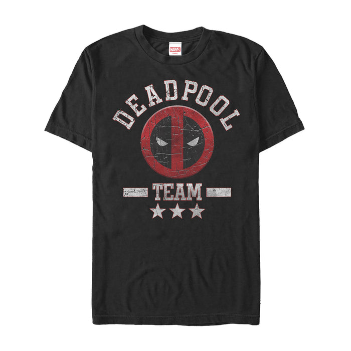 fifth sun Men's Marvel Deadpool Cracked Logo Team T-Shirt