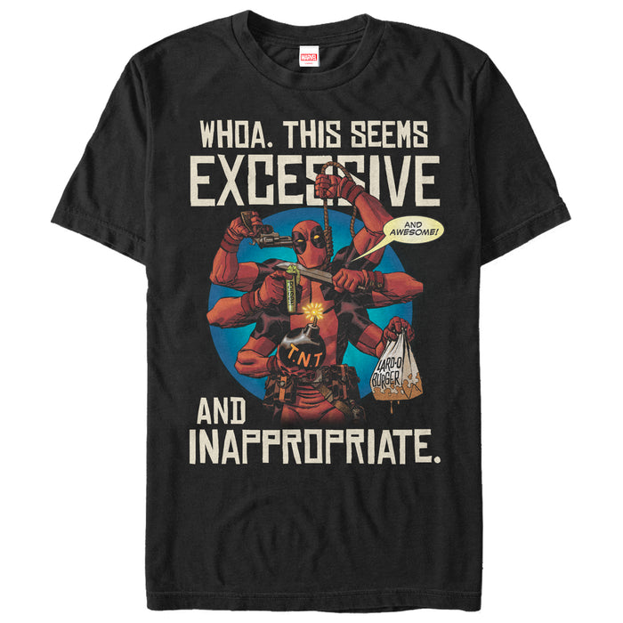 fifth sun Men's Marvel Deadpool Excessive Behavior T-Shirt