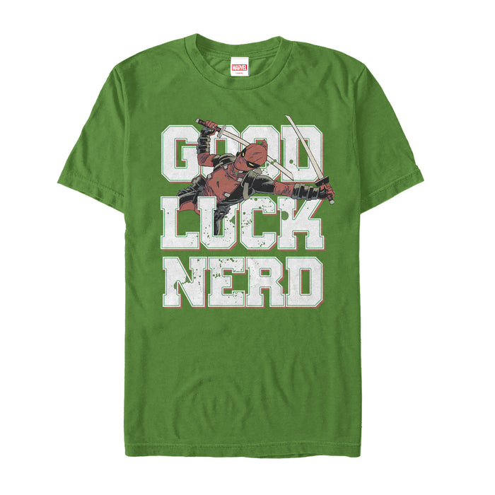 fifth sun Men's Marvel Deadpool Good Luck Nerd T-Shirt