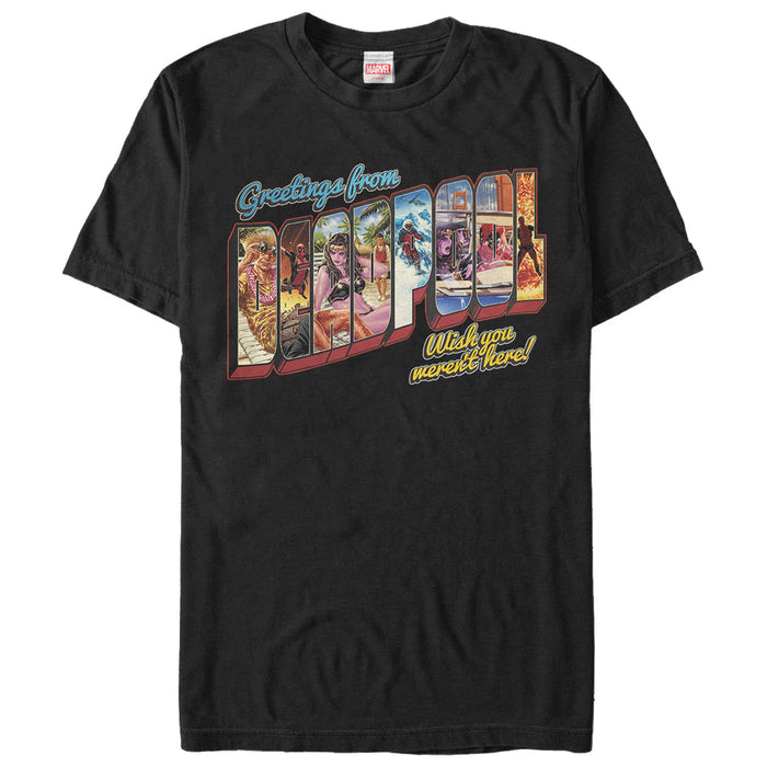 fifth sun Men's Marvel Deadpool Greetings From Vacation T-Shirt