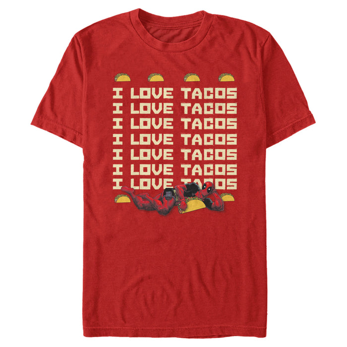 fifth sun Men's Marvel Deadpool I Love Tacos T-Shirt