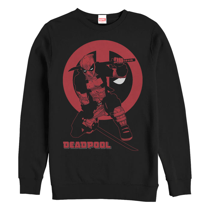 fifth sun Men's Marvel Deadpool Katana Sword Pose Sweatshirt
