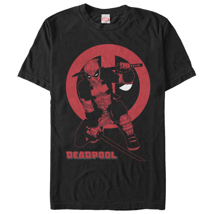 fifth sun Men's Marvel Deadpool Katana Sword Pose T-Shirt