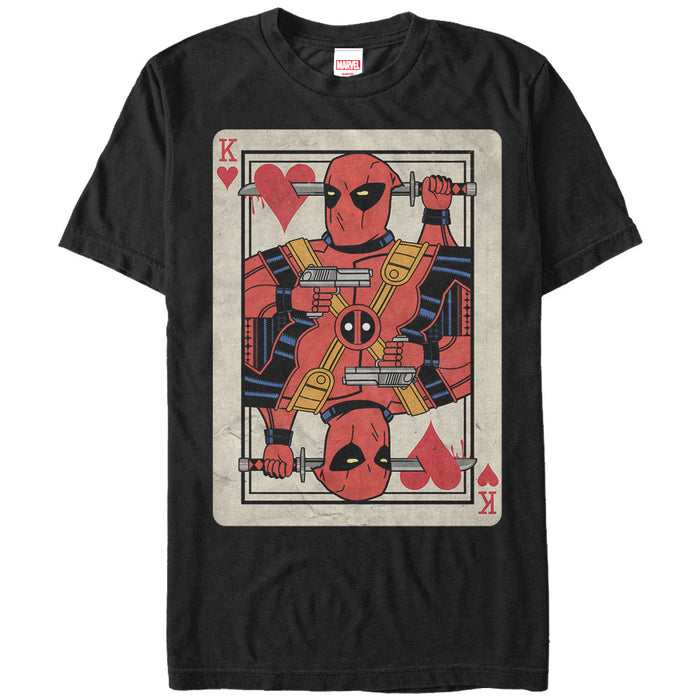 fifth sun Men's Marvel Deadpool King of Hearts T-Shirt