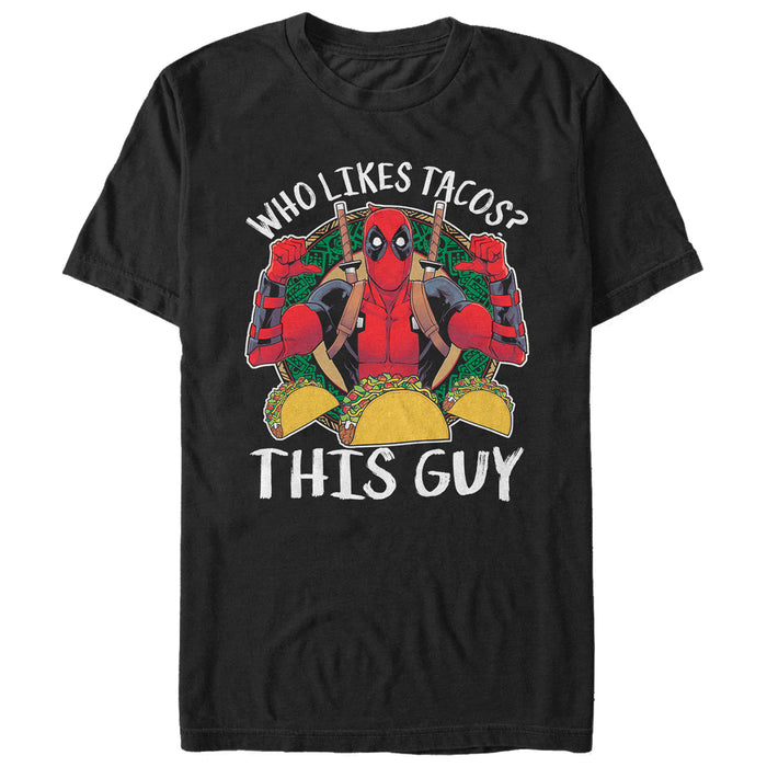 fifth sun Men's Marvel Deadpool Likes Tacos T-Shirt