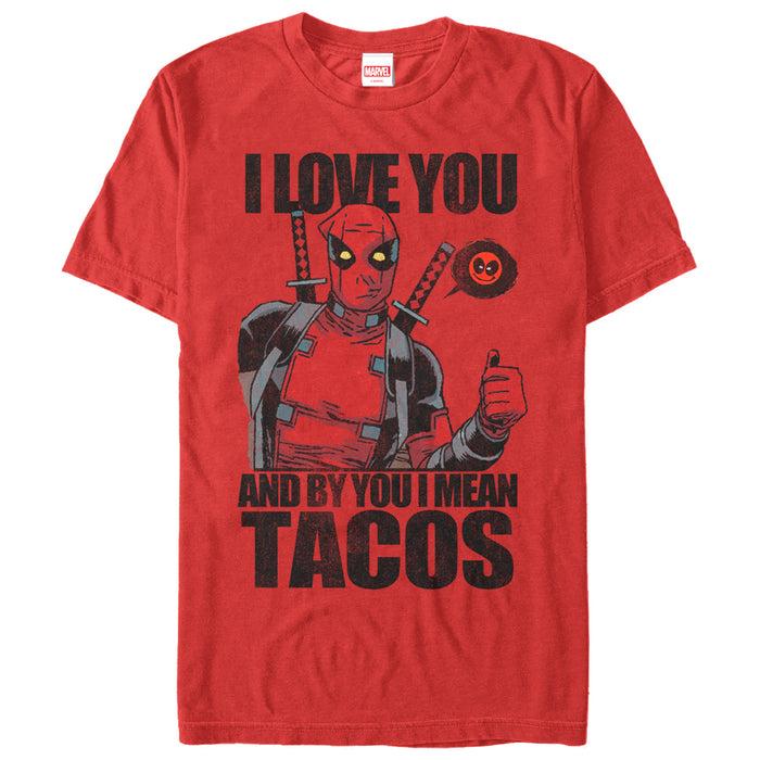 fifth sun Men's Marvel Deadpool Love You and Tacos T-Shirt