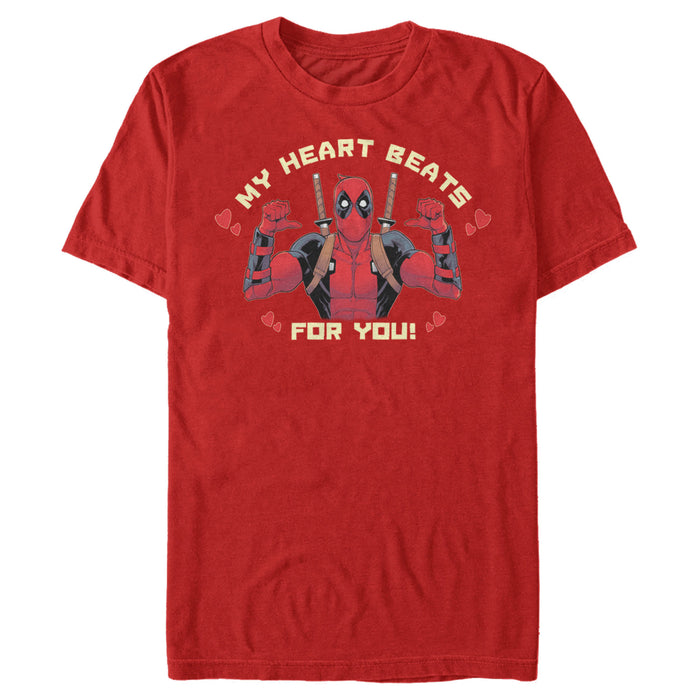 fifth sun Men's Marvel Deadpool My Heart Beats For You T-Shirt