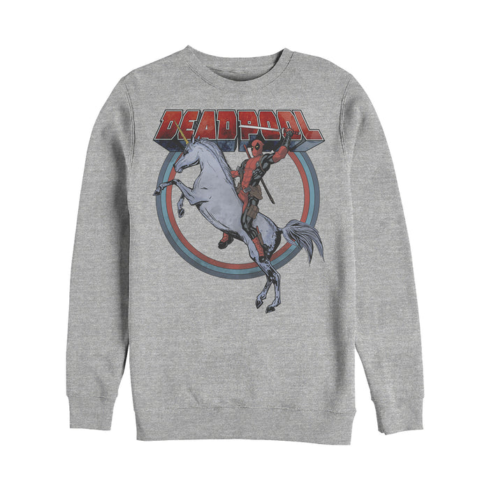 fifth sun Men's Marvel Deadpool Rides Unicorn Sweatshirt