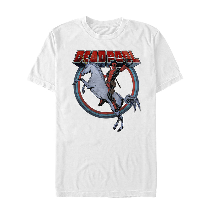 fifth sun Men's Marvel Deadpool Rides Unicorn T-Shirt