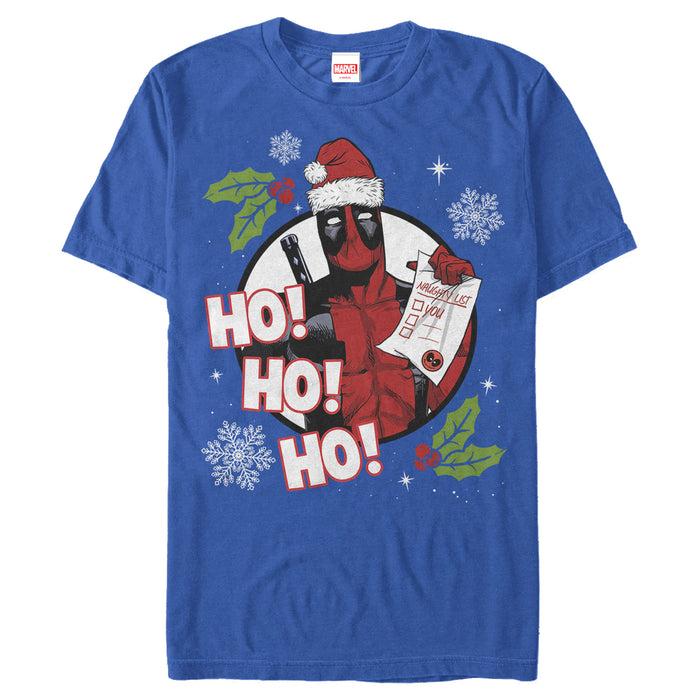 fifth sun Men's Marvel Deadpool Santa Naughty List Holiday T-Shirt