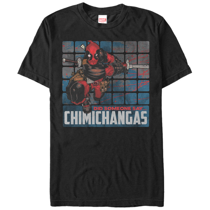 fifth sun Men's Marvel Deadpool Someone Say Chimichangas T-Shirt