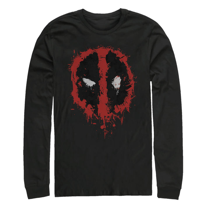 fifth sun Men's Marvel Deadpool Splatter Icon Long Sleeve Shirt