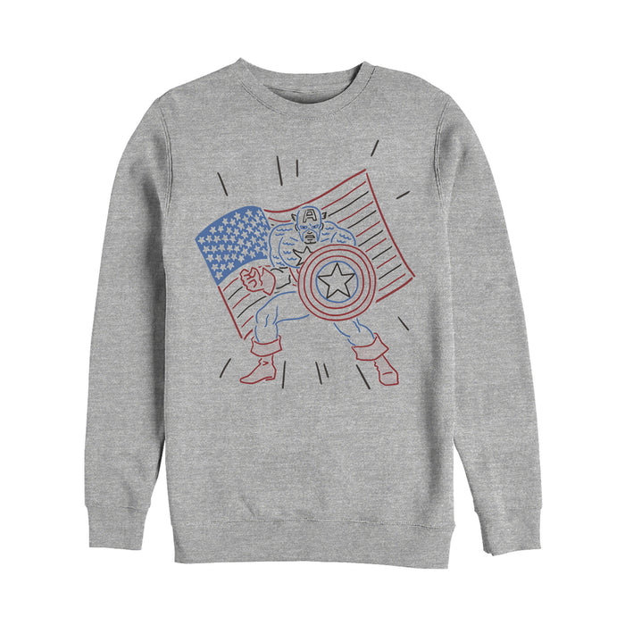 fifth sun Men's Marvel Fourth of July Cartoon Captain America Sweatshirt