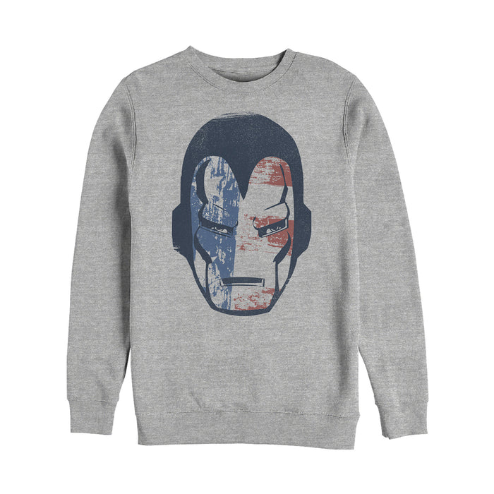 fifth sun Men's Marvel Fourth of July Iron Man American Flag Mask Sweatshirt