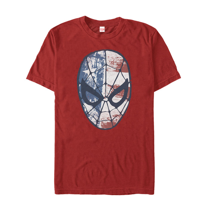 Fifth Sun Men's Marvel Fourth Of July Spider-Man American Flag Mask T-Shirt