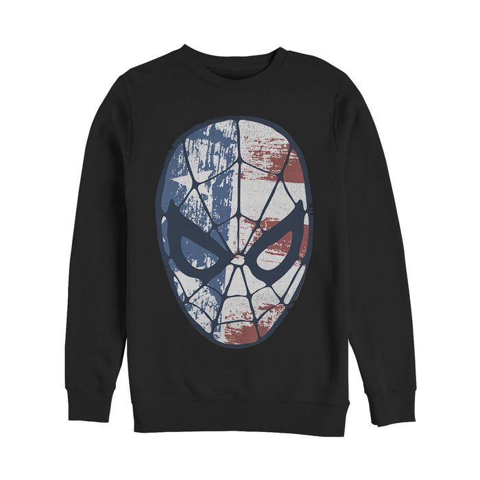 fifth sun Men's Marvel Fourth of July Spider-Man American Flag Mask Sweatshirt
